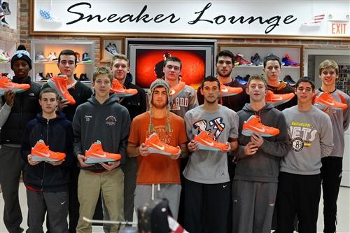 The boys' basketball team with their new team shoes