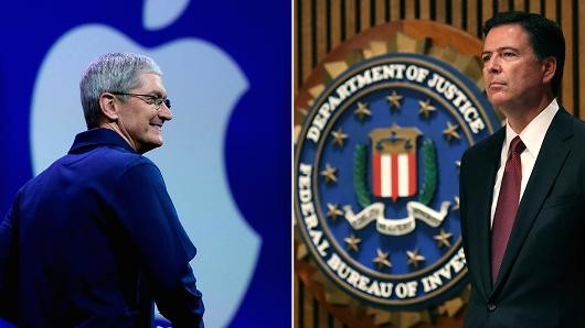 Apple CEO Tim Cook (left) and FBI Director James Comey (right). Photo courtesy of CNBC.com