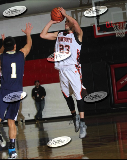 Evan Schumer heaves a 25 footer at the buzzer to lift the Cowboys over Old Tappan 47-46 in the Round of 16 of the Bergen County Jamboree. (NorthJerseysports.com)