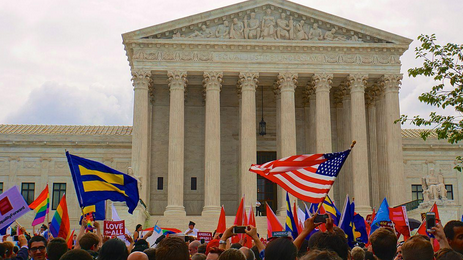 Celebrations outside the supreme court after the ruling in Obergefell v. Hodges, which resulted in the national legalization of same-sex marriage. 