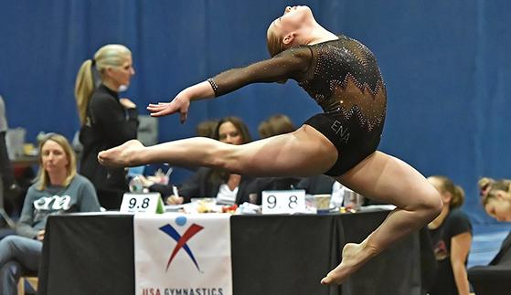 Nitzan at the 2015 State Championships. Photo courtesy of http://www.gym-style.com/leahnitzan