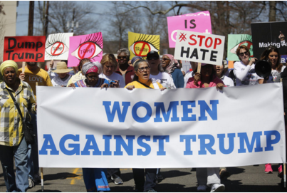 Women rallying against Trump at a protest march in NJ // Source: Patti Sapone