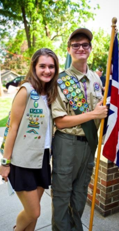 Evan and Jillian Michales pictured during a ceremony for Boy and Girl Scouts. Photo by Jillian Michales. 
