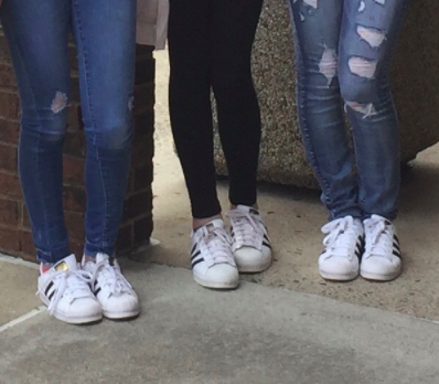 Sofia Papadopoulos and her group of friends all wearing their Adidas Superstars. 
Photo by: Sofia Papadopoulos 