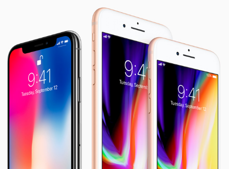 Caption: The iPhone X (on the left) and the iPhone 8 and iPhone 8 Plus (on the right). Photo by Apple. 