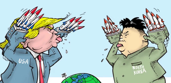 Photo credit: Cartoon by Emad Hajjaj. Photo by The Mercury News. 