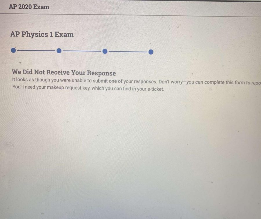 What+junior+Liz+Mashinis+screen+looked+like+after+encountering+an+error+submitting+her+responses+for+the+AP+Physics+I+exam.