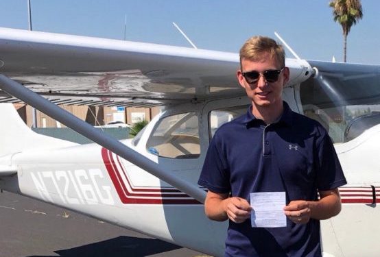 Nasano with his pilots license.