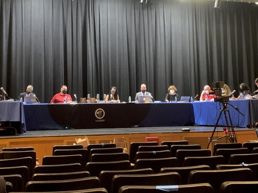 For the first time since the pandemic began, the Board of Education held their meeting in the auditorium. 