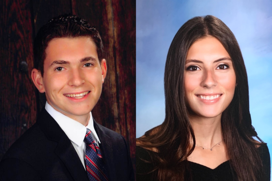 Senior portraits of valedictorian Noah Hirshfield and salutatorian Jenna Golub.