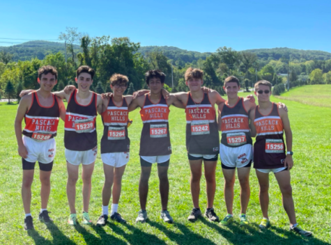 Eli Behar and other members of the Pascack Hills Cross Country Team