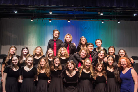 Hills choral director Margarita Elkin (bottom right) with members of the Chamber Choir. 