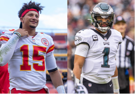 Patrick Mahomes (left) and Jalen Hurts (right), the quarterbacks of this year’s Super Bowl teams.