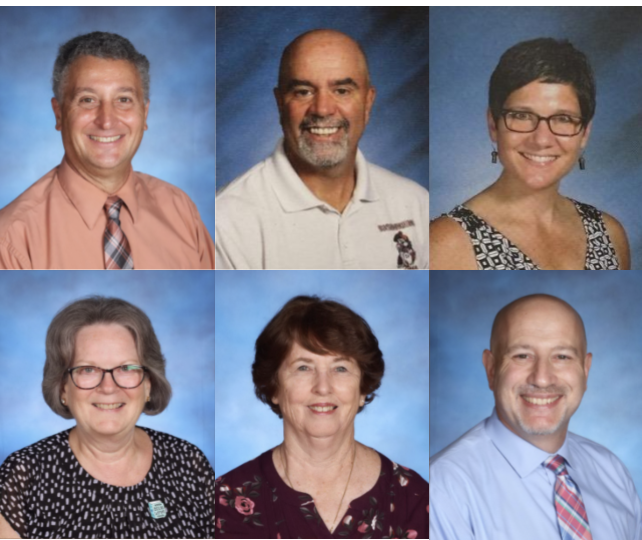 The six staff members retiring this year.