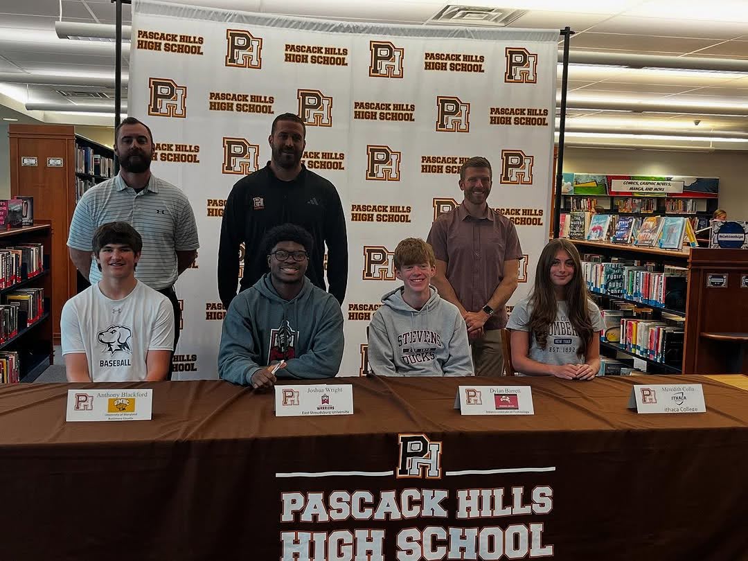 Anthony Blackford, Josh Wright, Dylan Barrett, and Meredith Colla will all be collegiate athletes next fall.