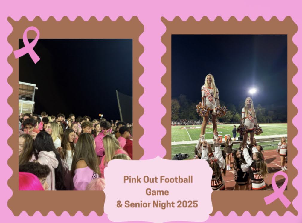 Hills Varsity Cheerleaders at the Pink Out Game.